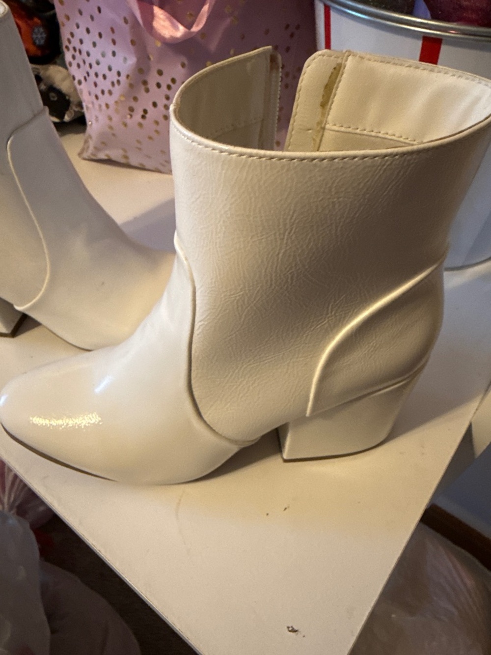White ankle boots